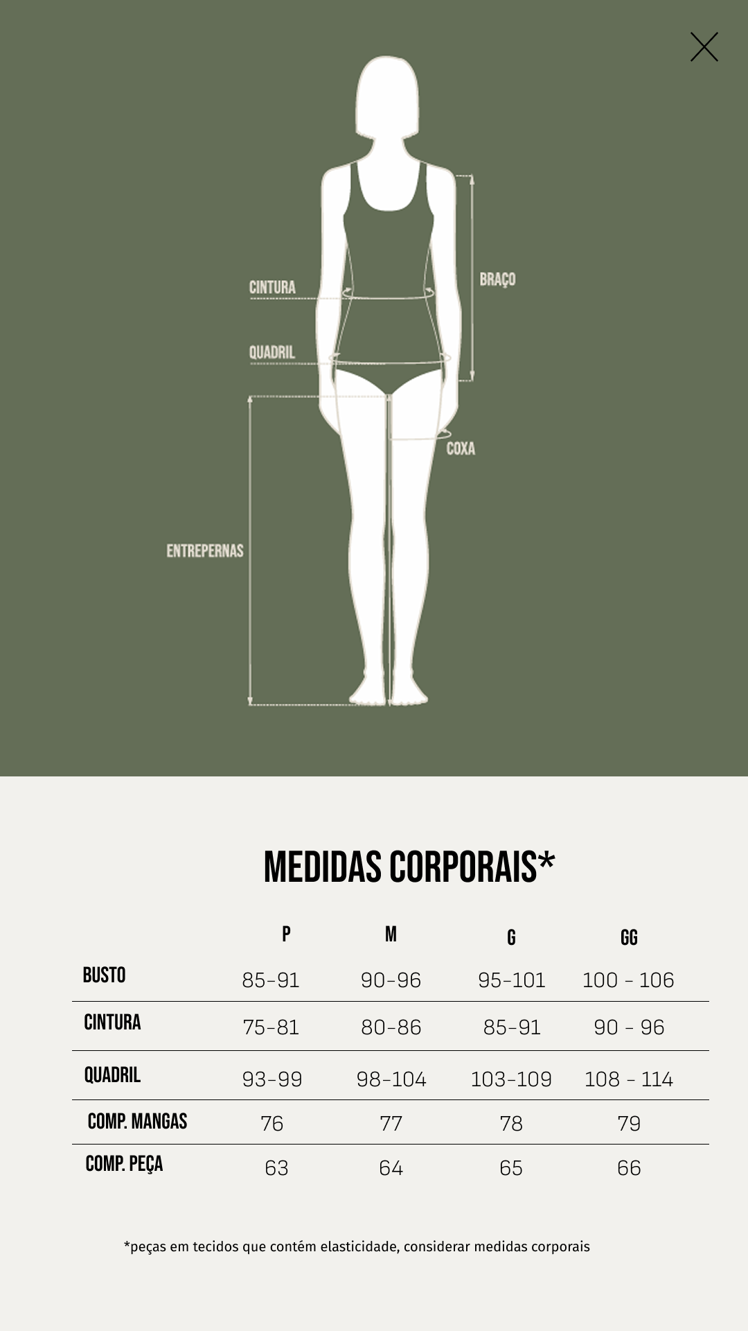 Tabela de Medidas - Blusa Ana - Preta