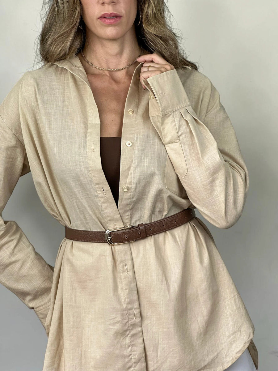 Chemise Nicolli - Caqui - Manga longa