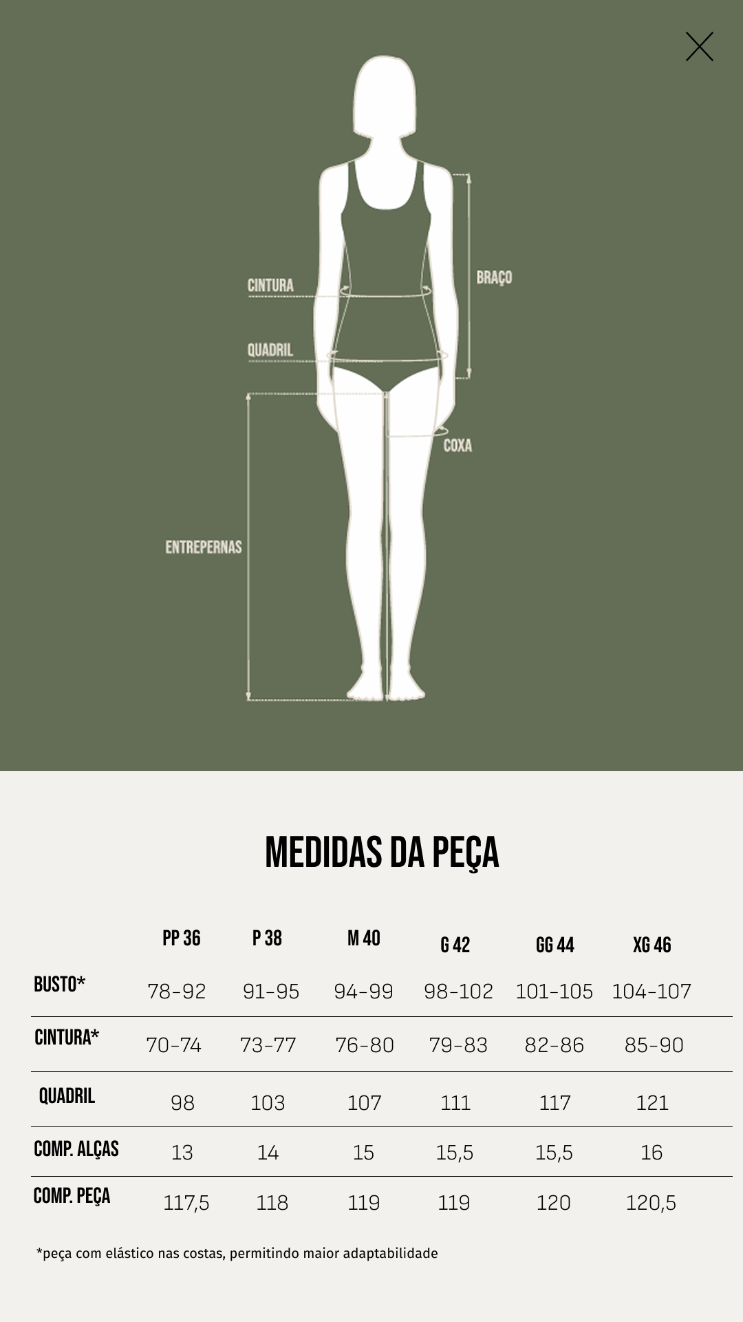 Tabela de Medidas - Vestido Liana - Offwhite