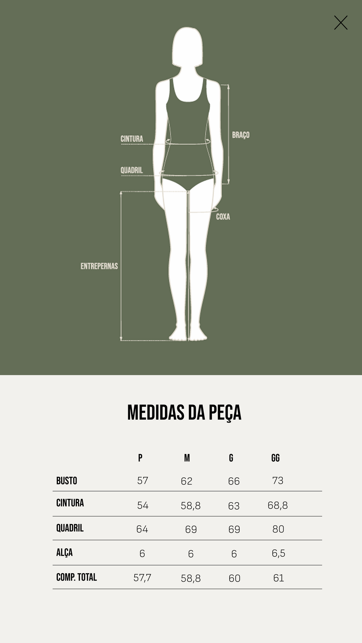 Tabela de Medidas - Blusa Marcella Branca