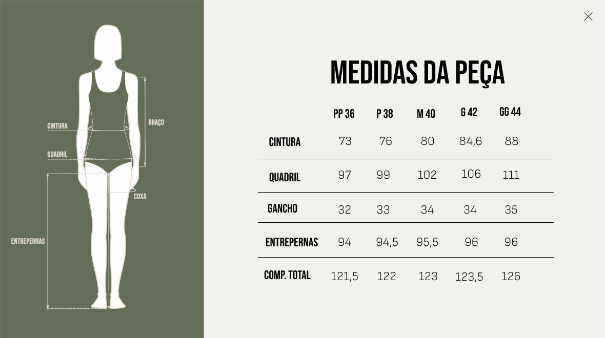 Tabela de Medidas - Calça Marianne - Preta