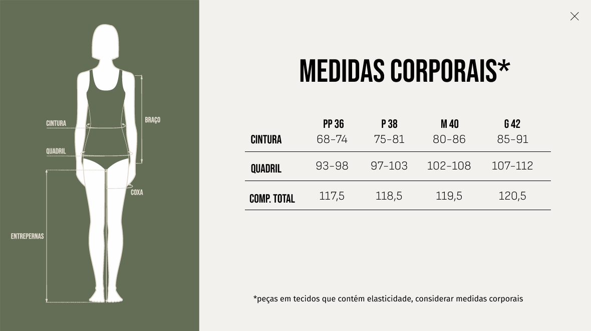 Tabela de Medidas - Legging Rafaela - Preta