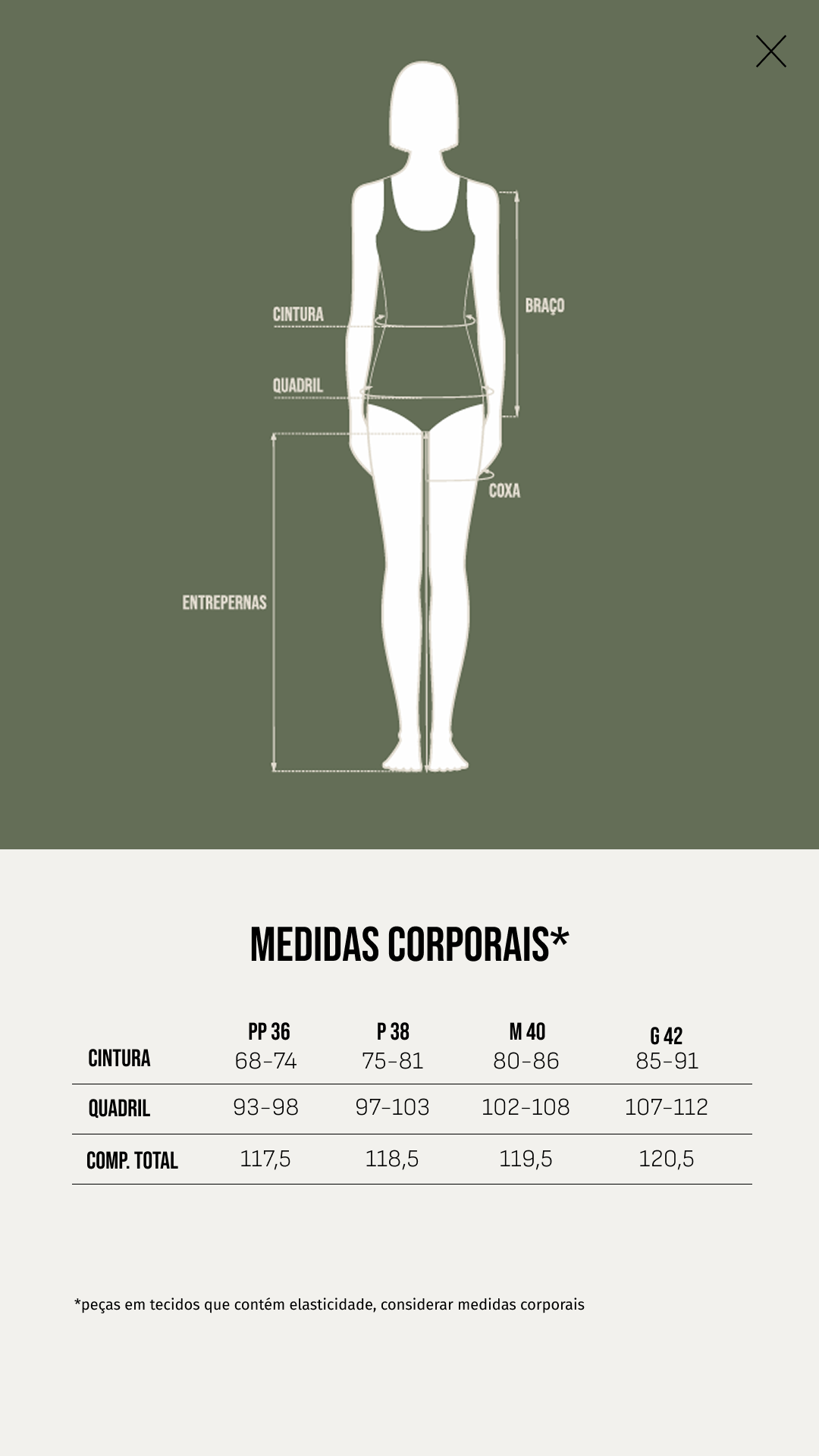 Tabela de Medidas - Legging Rafaela - Preta
