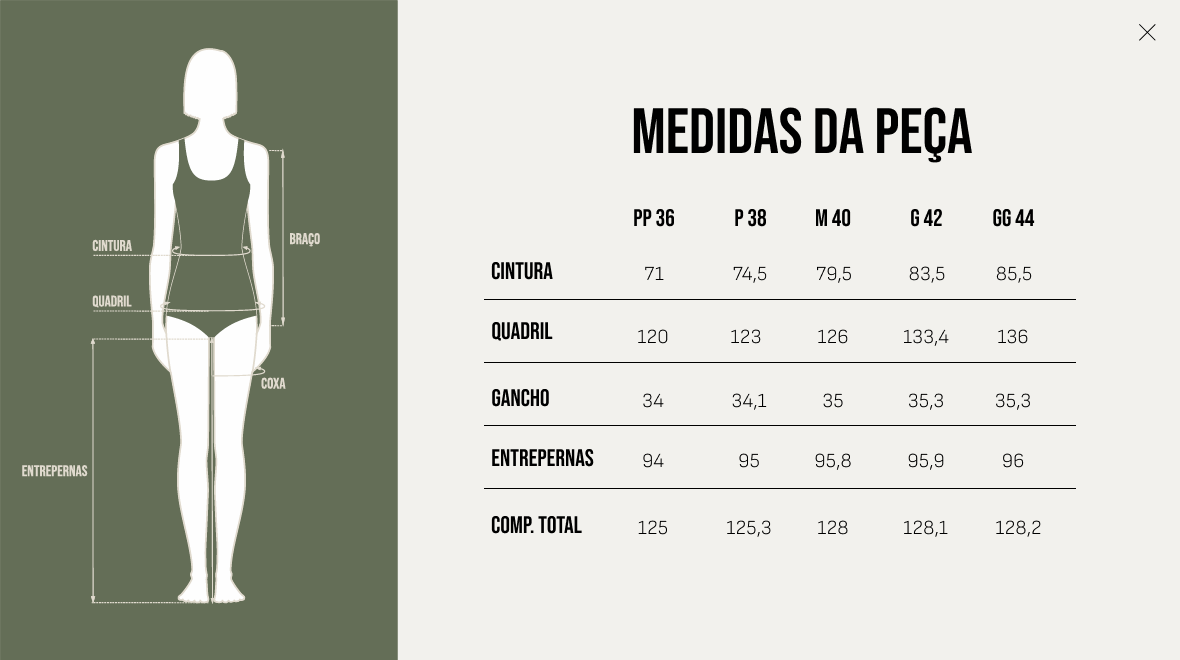 Tabela de Medidas - Calça Catarina Offwhite