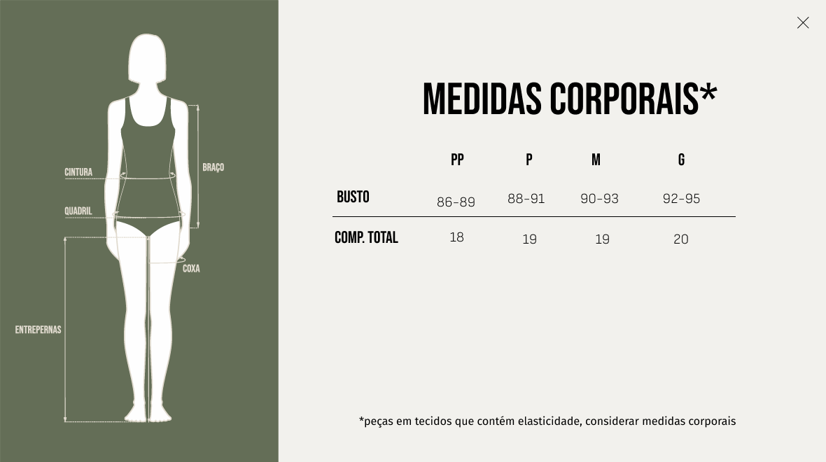 Tabela de Medidas - Top Faixa - Preto